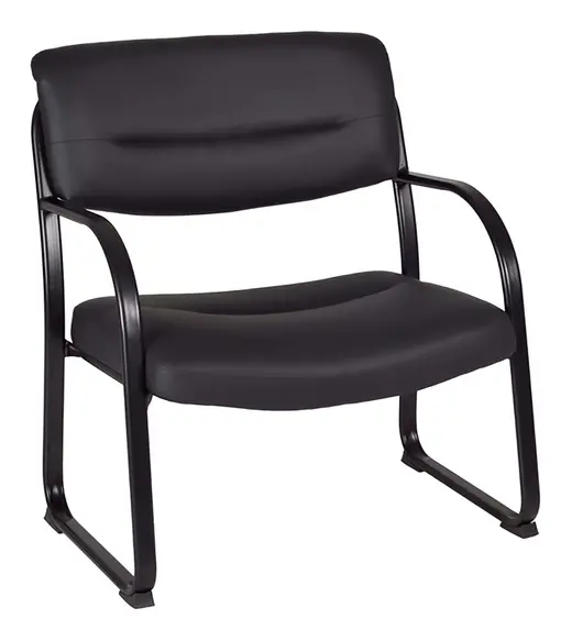 Regency Crusoe Big Tall Leather Side Guest Chair- Black - 33 x 26 x 35