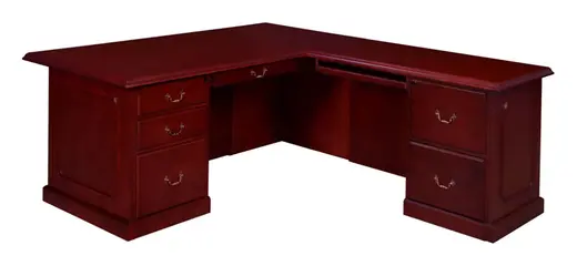 Regency Prestigein. L Shape Desk with Double Pedestal Drawer Unit - Mahogany - 72 x 84 x 29