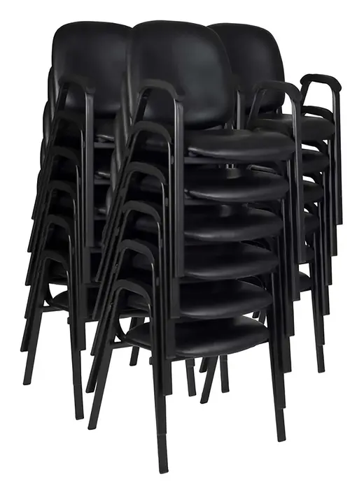 Regency Ace Guest Stacking Chair with Arms (18 pack)- Midnight Black - 21 x 23 x 33