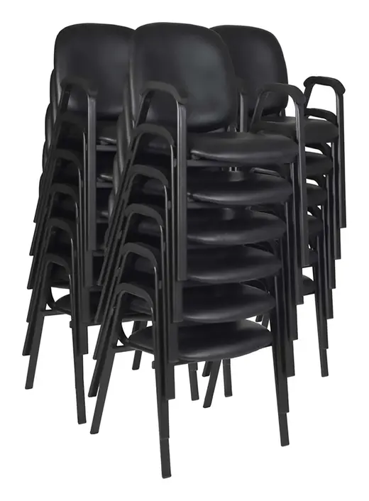 Regency Ace Vinyl Guest Stacking Chair with Arms (18 pack)- Black - 21 x 23 x 33