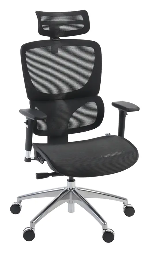 Omega Mesh O-2 Tech Ergonomic Management Office Chair with Headrest/Adjustable Lumbar Support - Black-56 - 24 x 26 x 48-56