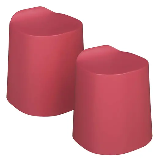 Regency Dott Plastic Stackable Stools (Set of 2)- Red Raspberry - 13.5 x 14 x 18.5