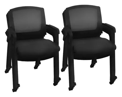 Regency Knight Multi-Purpose Mobile Office Mesh Side Chair - with Casters, Black, 8 Pack - 23 x 22 x 33.5