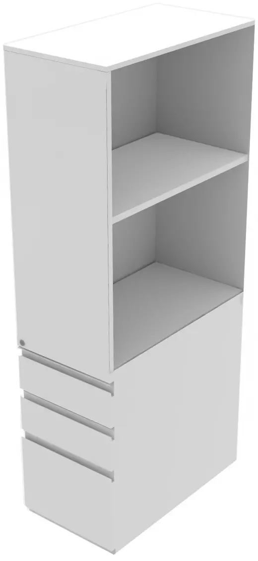 Tower With Bookcase-open to the right, box box file, 15w x 63-1/2h x 24d