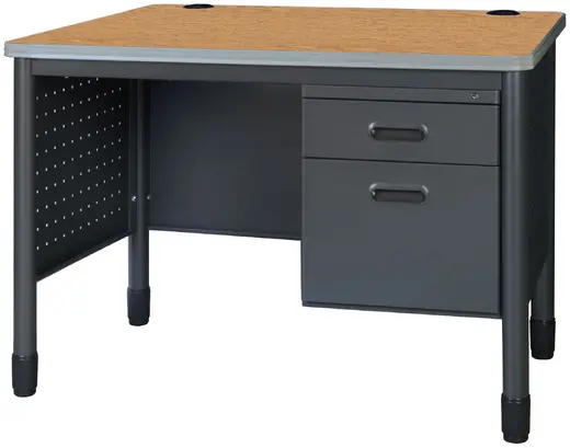Regency Mesa Steel Single Pedestal Teacher's Office Desk 48 x 30 - Medium Oak - 48 x 30 x 29
