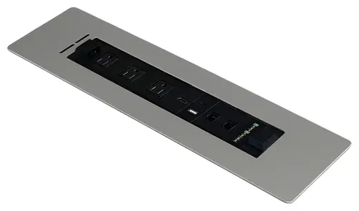 Electrified Flip-Up Power/Data Module - 3 AC, HDMI, USB A+C, Dual Cat6 - 24.01W x 5.82D x 0.39H