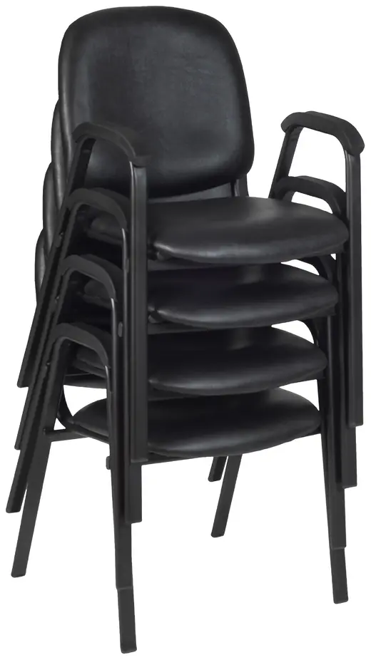Regency Ace Vinyl Guest Stacking Chair with Arms (4 pack)- Black - 21 x 23 x 33
