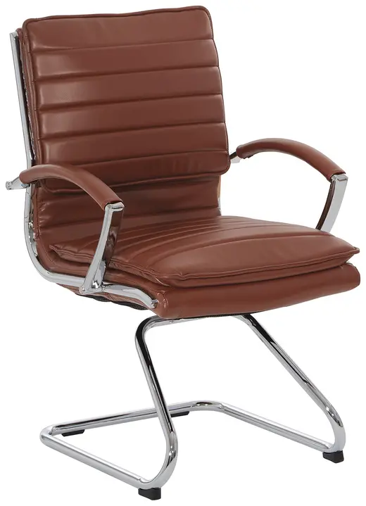 Guest Faux Leather Chair w/ Chrome Arms - 23.25W x 24.5D x 37.75H
