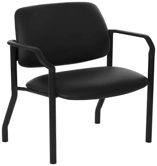 Big & Tall Armless Guest Chair, Soft PU Arms, Black Upholstery, 500 lb. Rating - 32.75 x 24.75 x 33