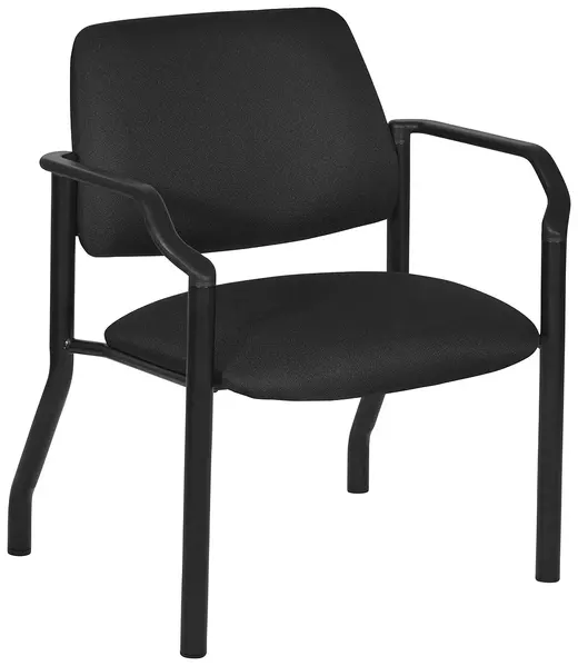 Big & Tall Armless Guest Chair, Soft PU Arms, Black Upholstery, 400 lb. Rating - 28 x 24.75 x 33