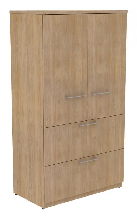 Storage Cabinet w/Lateral File Drawers, Aluminum Handles - 36W x 20D x 65H