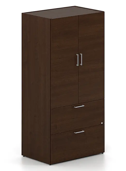 Vertical Storage Cabinet with Lateral File Drawers, Square Silver Handles - 36W x 24D x 73H
