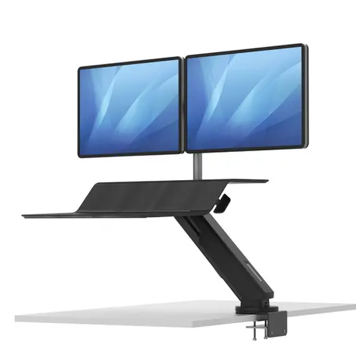 Dual Monitor Dynamic Motion Height Adjustable Platform - Desk Clamp