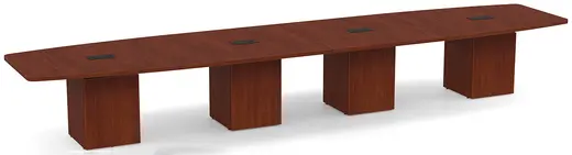 216 x 33/48 Boat Shaped Conference Table w/Cube Base - 4 Leaf