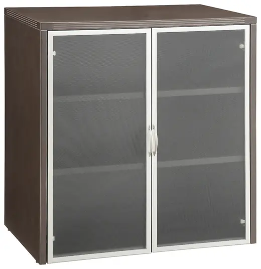 Napa 37H Storage Cabinet, Glass/Aluminum Doors