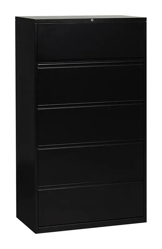 36 Wide 5 Drawer Lateral File With Core-Removeable Lock & Adjustable Glides