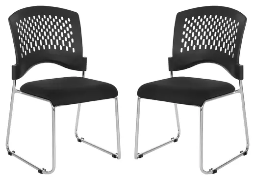 Stacking Chair w/Black Plastic Seat and Chrome Frame