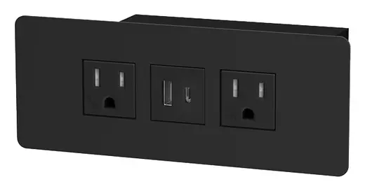 Apollo, Recessed Outlet, Black Faceplate
