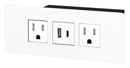Apollo, Recessed Outlet, White Faceplate