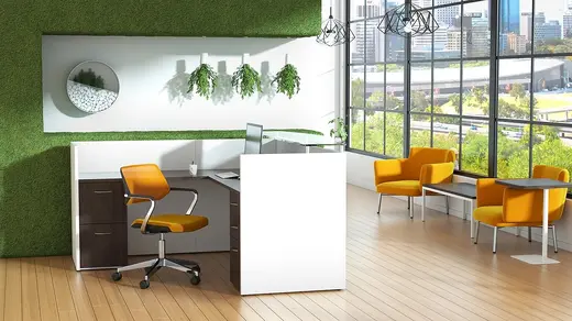 L-Reception Desk w/Right B/B/F, Left Return with F/F, - 73W x 78D x 42H