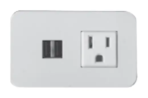 Rectangular Power Grommet, 1 AC Outlet, 2 Power USB - 3.75W x 2.25D