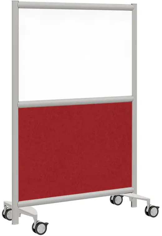 Urban Wall 2-Core Panel Room Divider w/ 4 Wheels, Whiteboard Panel, Echo Scape Fabric - 37W x 54H