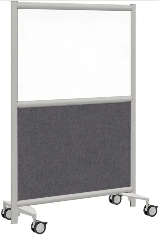 Urban Wall 2-Core Panel Room Divider w/ 4 Wheels, Whiteboard Panel, Echo Scape Fabric - 25W x 54H