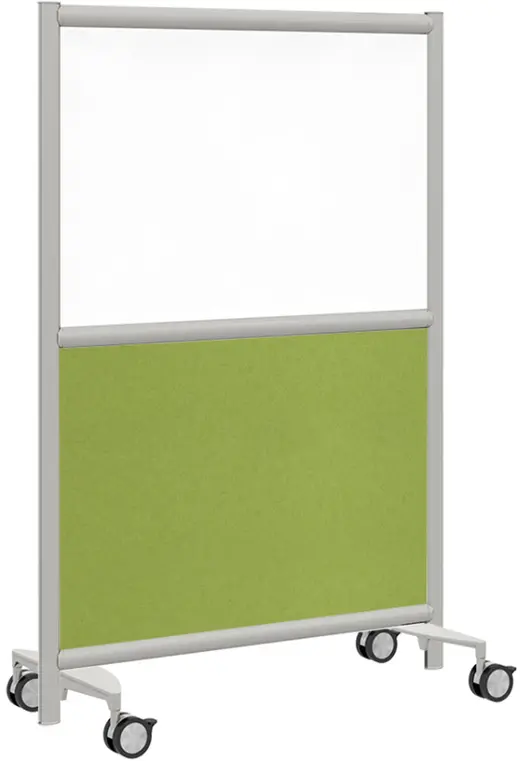 Urban Wall 2-Core Panel Room Divider w/ 4 Wheels, Whiteboard Panel, Echo Scape Fabric - 49W x 54H