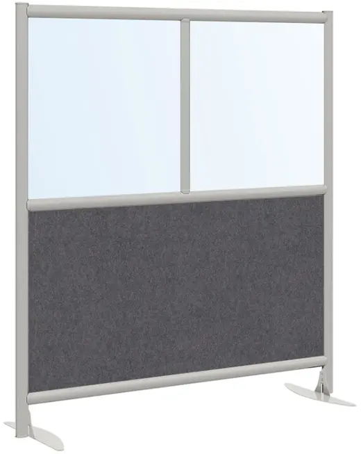 Urban Wall 3-Core Panel Room Divider w/ 2 Feet, Frosted Acrylic, Echo Scape Fabric - 37W x 54H
