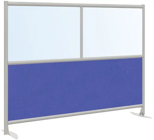 Urban Wall 3-Core Panel Room Divider w/ 2 Feet, Frosted Acrylic, Echo Scape Fabric - 73W x 54H