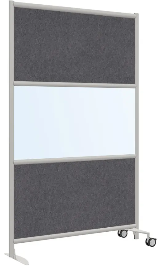Urban Wall 3-Core Panel Room Divider w/ 1 Foot, 2 Wheels, Echo Scape Fabric, Clear Acrylic - 25W x 78H