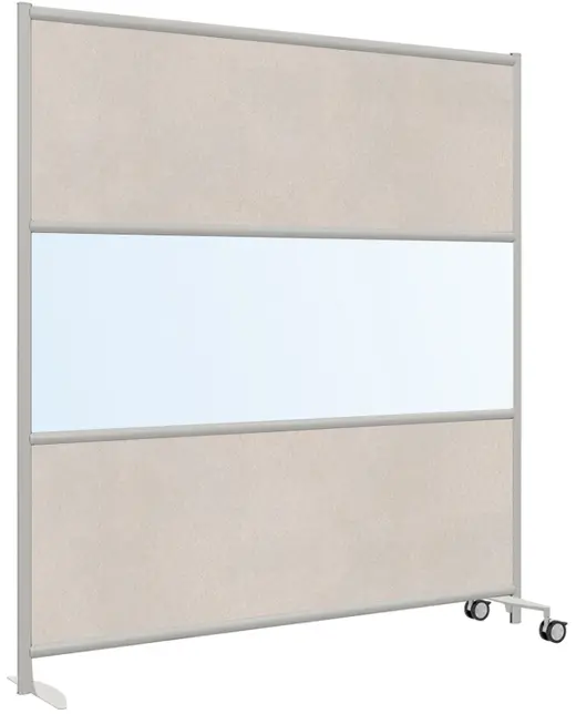 Urban Wall 3-Core Panel Room Divider w/ 1 Foot, 2 Wheels, Echo Scape Fabric, Clear Acrylic - 61W x 78H