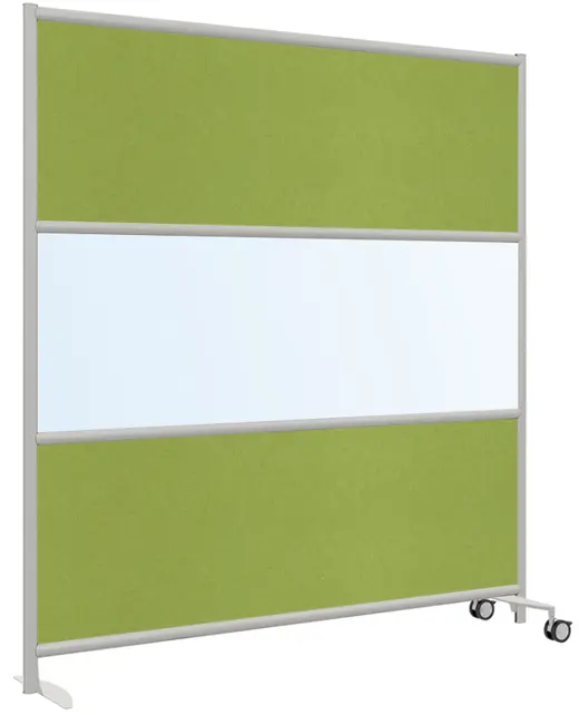 Urban Wall 3-Core Panel Room Divider w/ 1 Foot, 2 Wheels, Echo Scape Fabric, Clear Acrylic - 73W x 78H