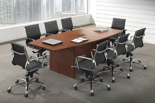 95 x 33/44 Boat Shaped Conference Table (1pc leaf)