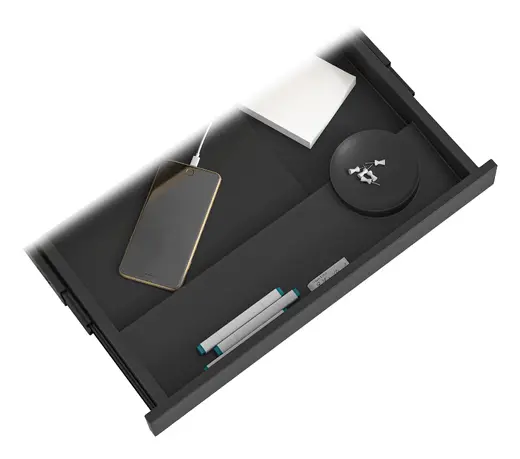 Pencil Drawer for Groupe Lacasse Desks, Black Plastic - 20W x 16.5D x 2.5H