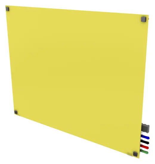 3'x4' Harmony Magnetic Glass Board, Square Corners, 4 Rare Earth Magnets, 4 Markers, 1 Eraser