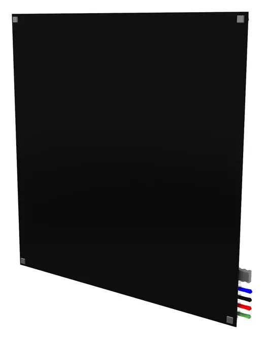 4'x4' Harmony Magnetic Glass Board, Square Corners, 4 Rare Earth Magnets, 4 Markers, 1 Eraser