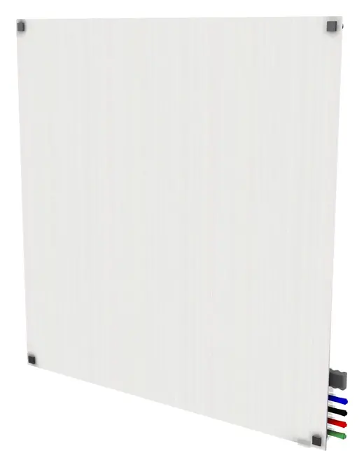 4'x4' Harmony Magnetic Glass Board, Square Corners, 4 Rare Earth Magnets, 4 Markers, 1 Eraser