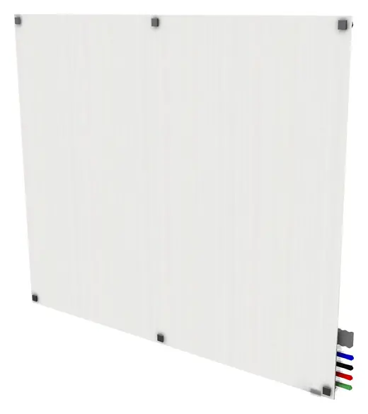 4'x5' Harmony Magnetic Glass Board, Square Corners, 4 Rare Earth Magnets, 4 Markers, 1 Eraser