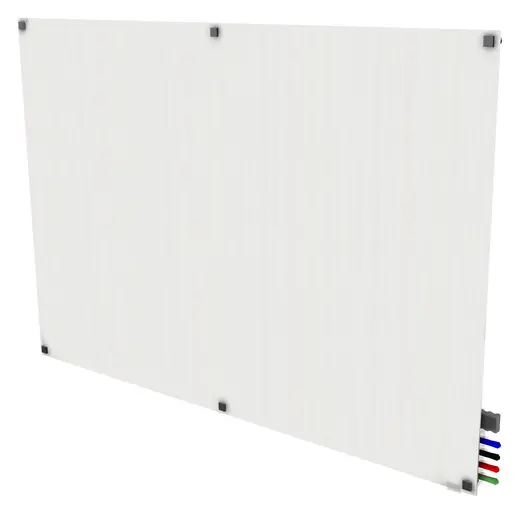 4'x6' Harmony Magnetic Glass Board, Square Corners, 4 Rare Earth Magnets, 4 Markers, 1 Eraser