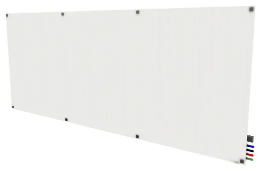 4'x10' Harmony Magnetic Glass Board, Square Corners, 4 Rare Earth Magnets, 4 Markers, 1 Eraser