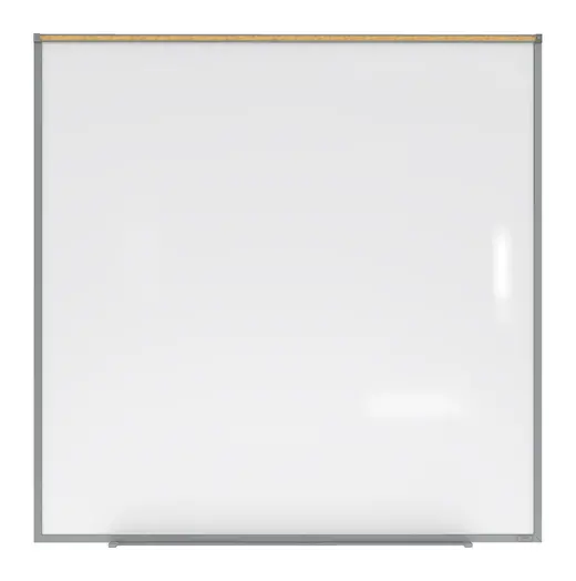 4'x4' Aluminum Frame Porcelain Magnetic Projection Whiteboard w/ 1 Maprail