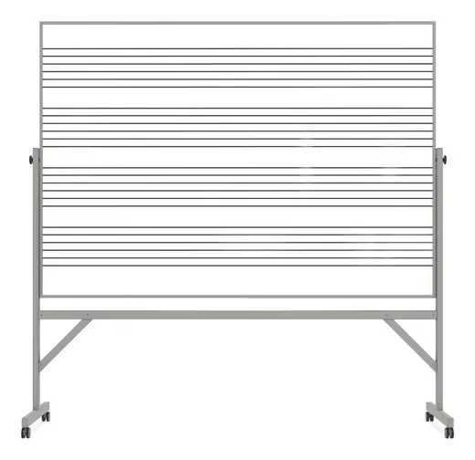 4'H x 6'W Alum Frame Reversible Porcelain Magnetic Whiteboard w/4 Markers & Eraser - Music Staff Side 1, Plain Whiteboard Side 2