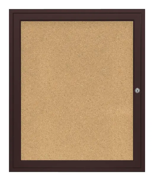 36x24   1-Door  Bronze Aluminum Frame Enclosed Bulletin Board - Natural Cork