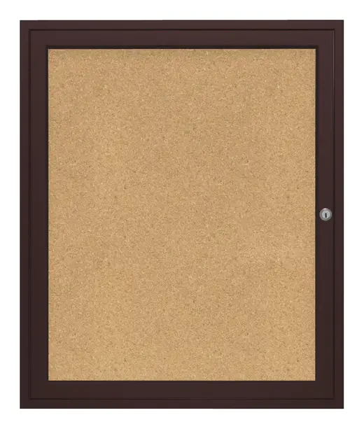 36x30   1-Door  Bronze Aluminum Frame Enclosed Bulletin Board - Natural Cork