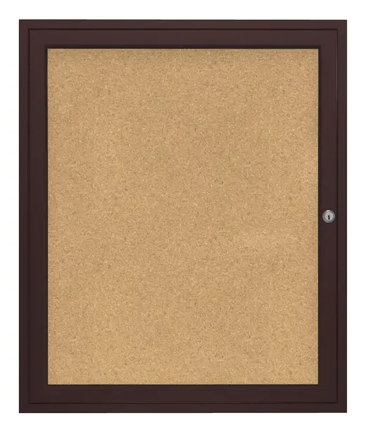 36x36   1-Door  Bronze Aluminum Frame Enclosed Bulletin Board - Natural Cork