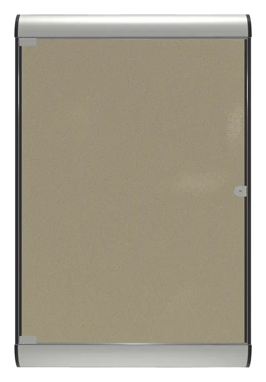 42x28  1-Door   Silhouette Enclosed Bulletin Board, Satin & Black Frame w/ Vinyl Fabric
