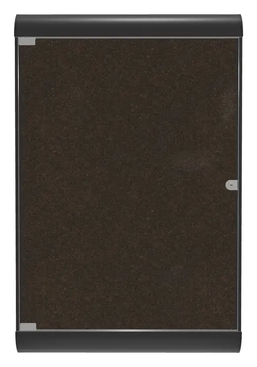 Ghent Silhouette 1 Door Enclosed Chocolate Cork Bulletin Board with aluminum Frame, 4'H x 2'W
