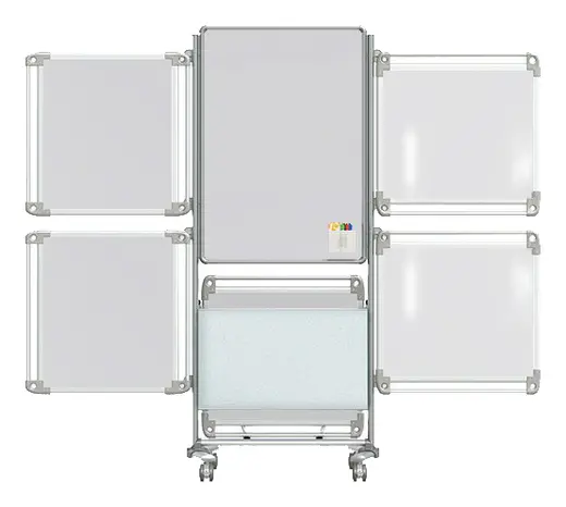 39x26 Nexus Easel Plus w/8 Tablets - 2-Sided Mobile Porcelain Magn Whiteboard - Frosted