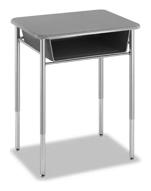 Alumni HONOR ROLL Student Desk with Metallic Base with Graphite Plastic Bookbox & Grey Spectrum Hard Plastic Top - 24W x 18D x 22/30H